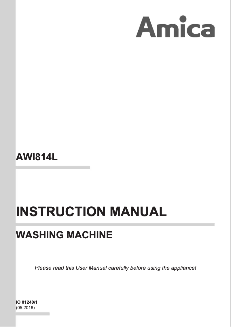 Page n°1 - Manuel utilisateur Amica AWI814L