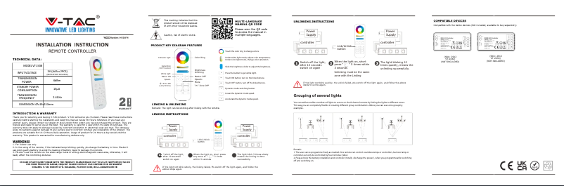 Page 1 de la notice Manuel utilisateur V-TAC VT-2438