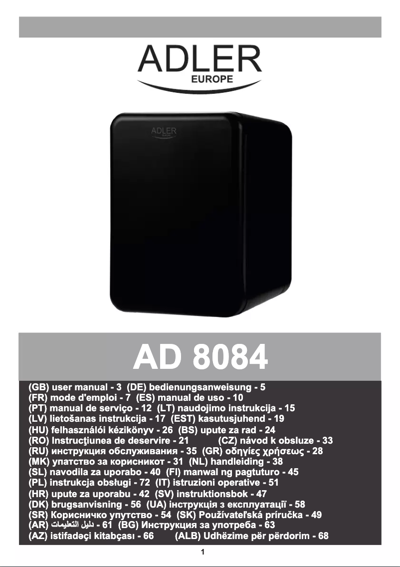 Image de la première page du manuel de l'appareil AD 8084