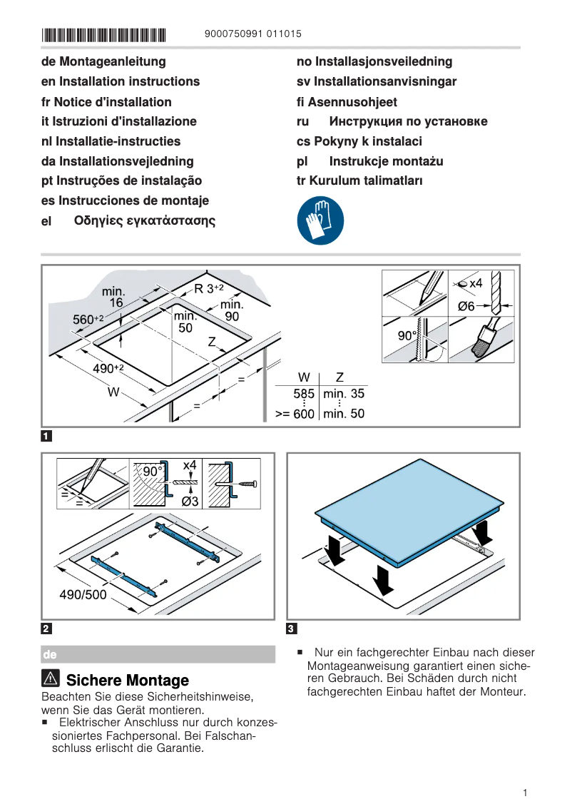 Page 1 de la notice Guide d'installation Siemens ET611FE17Q