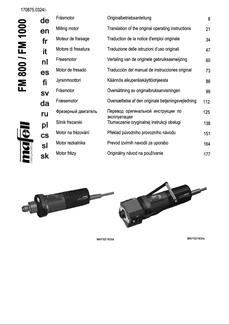 Página 1 del manual Manual de usuario Mafell FM 800
