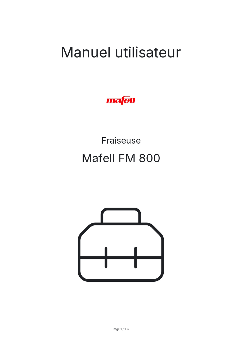 Page n°1 - Manuel utilisateur Mafell FM 800
