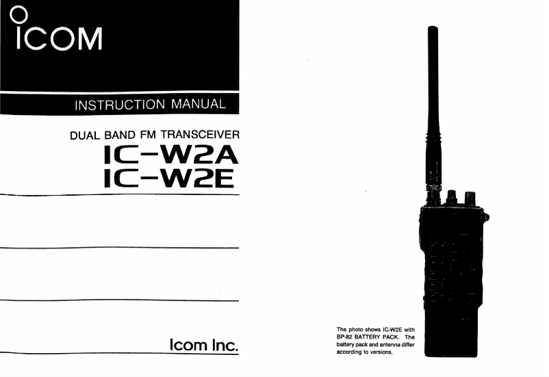 Page n°1 - Manuel utilisateur ICOM IC-W2A