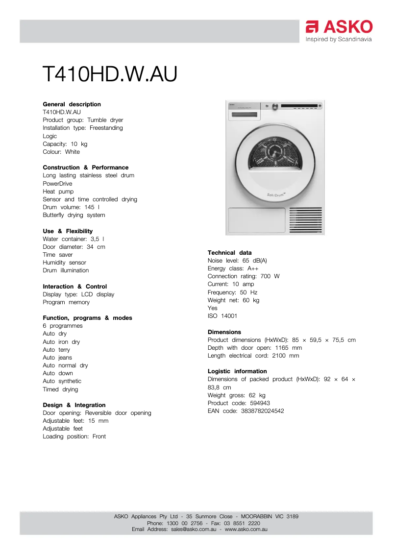 Image de la première page du manuel de l'appareil T410HD.W