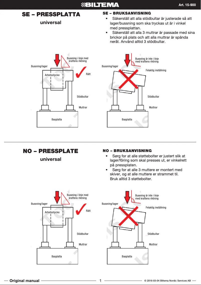 Page n°1 - Manuel utilisateur Biltema 15-900