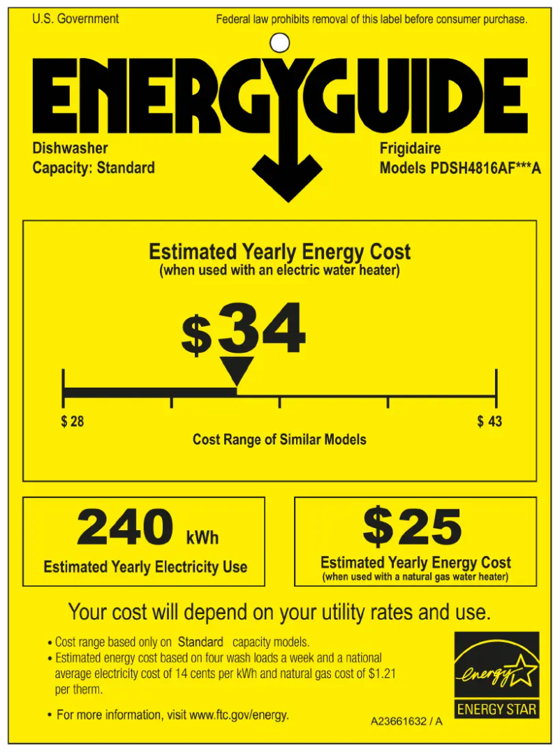 Page 1 de la notice Label énergétique Frigidaire FDSP4401AS