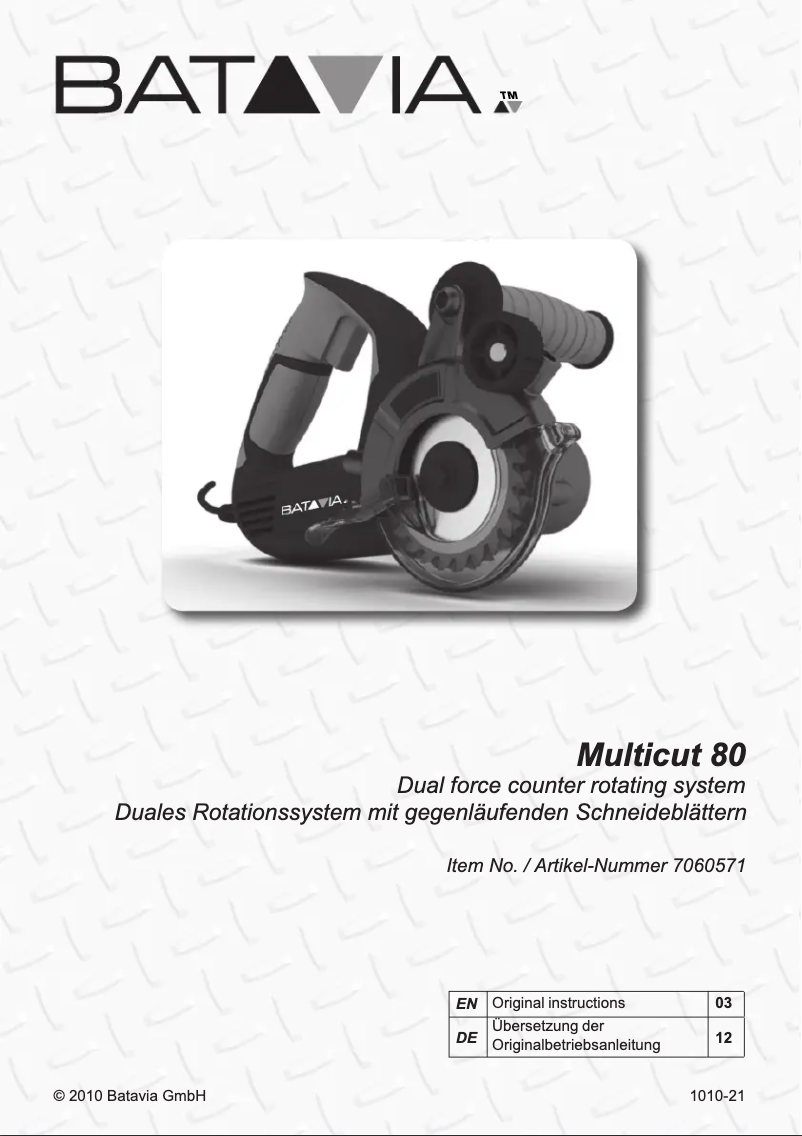 Imagen de la primera página del manual del dispositivo Multicut 80