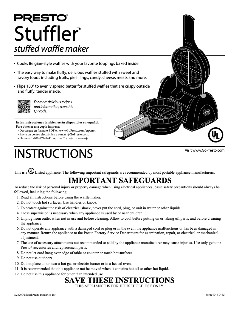 Page 1 de la notice Manuel utilisateur Presto Stuffler 03512