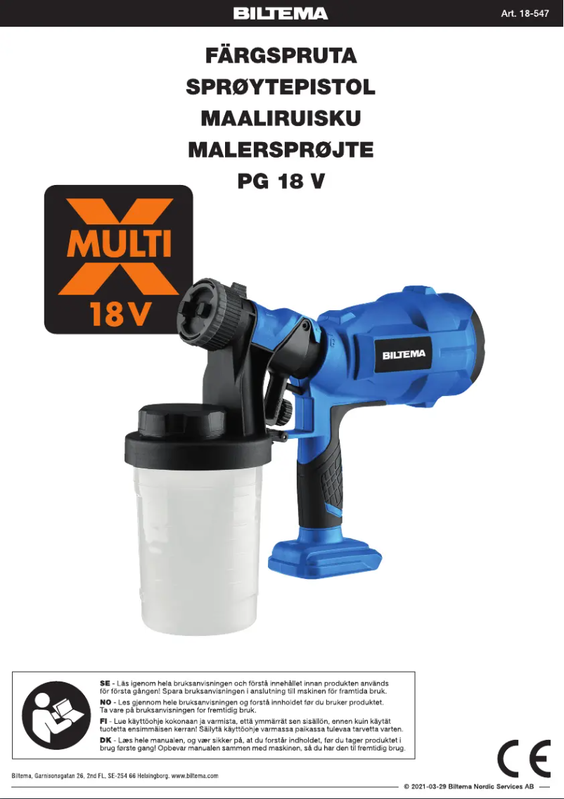 Page n°1 - Manuel utilisateur Biltema PG 18V