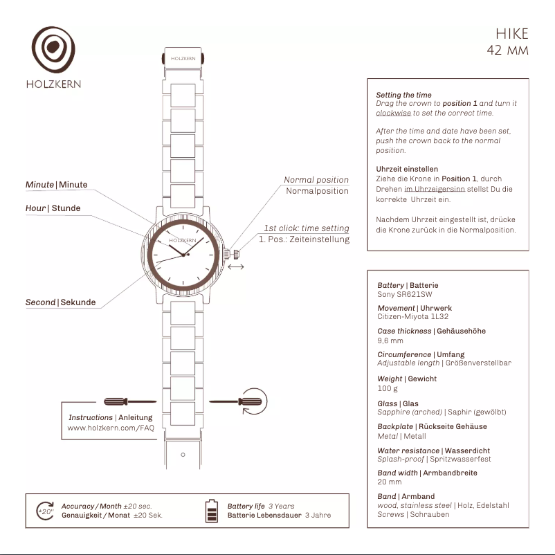 Page 1 de la notice Manuel utilisateur Holzkern Asturias