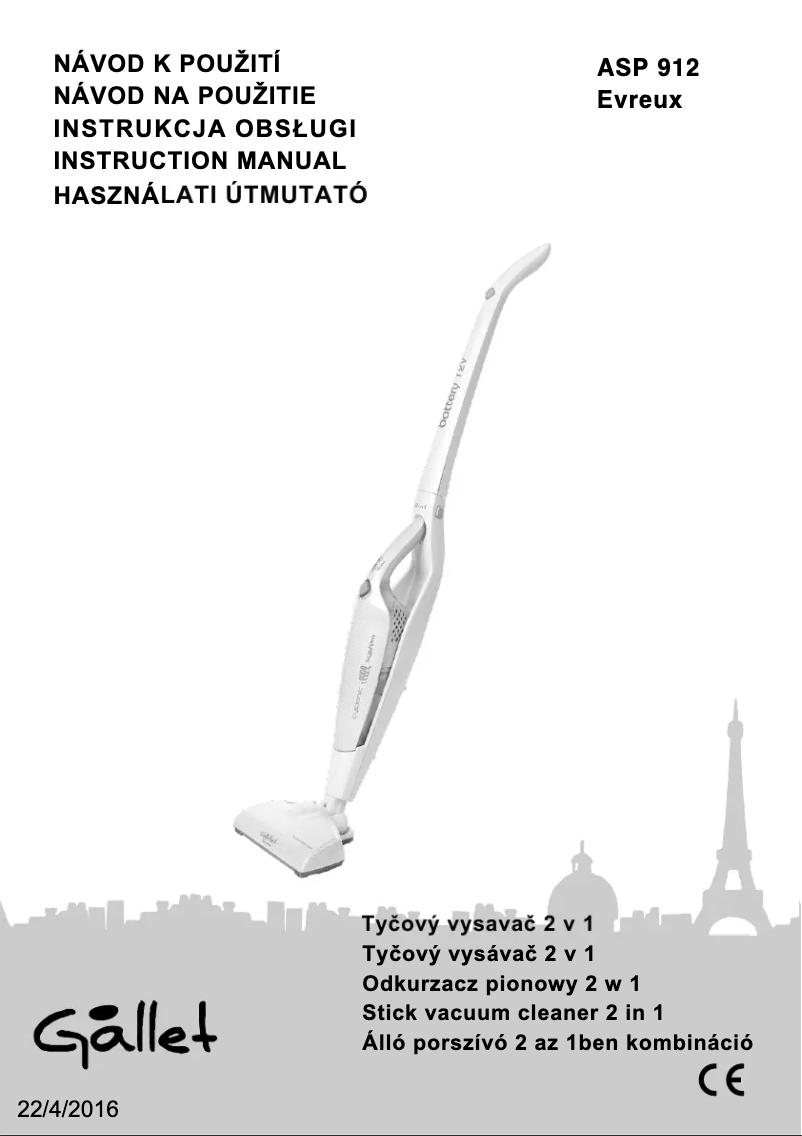 Page 1 de la notice Manuel utilisateur Gallet ASP 912 GALASP912