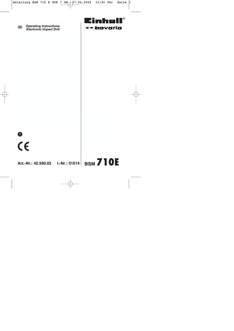 Image de la première page du manuel de l'appareil Bavaria BSM 710