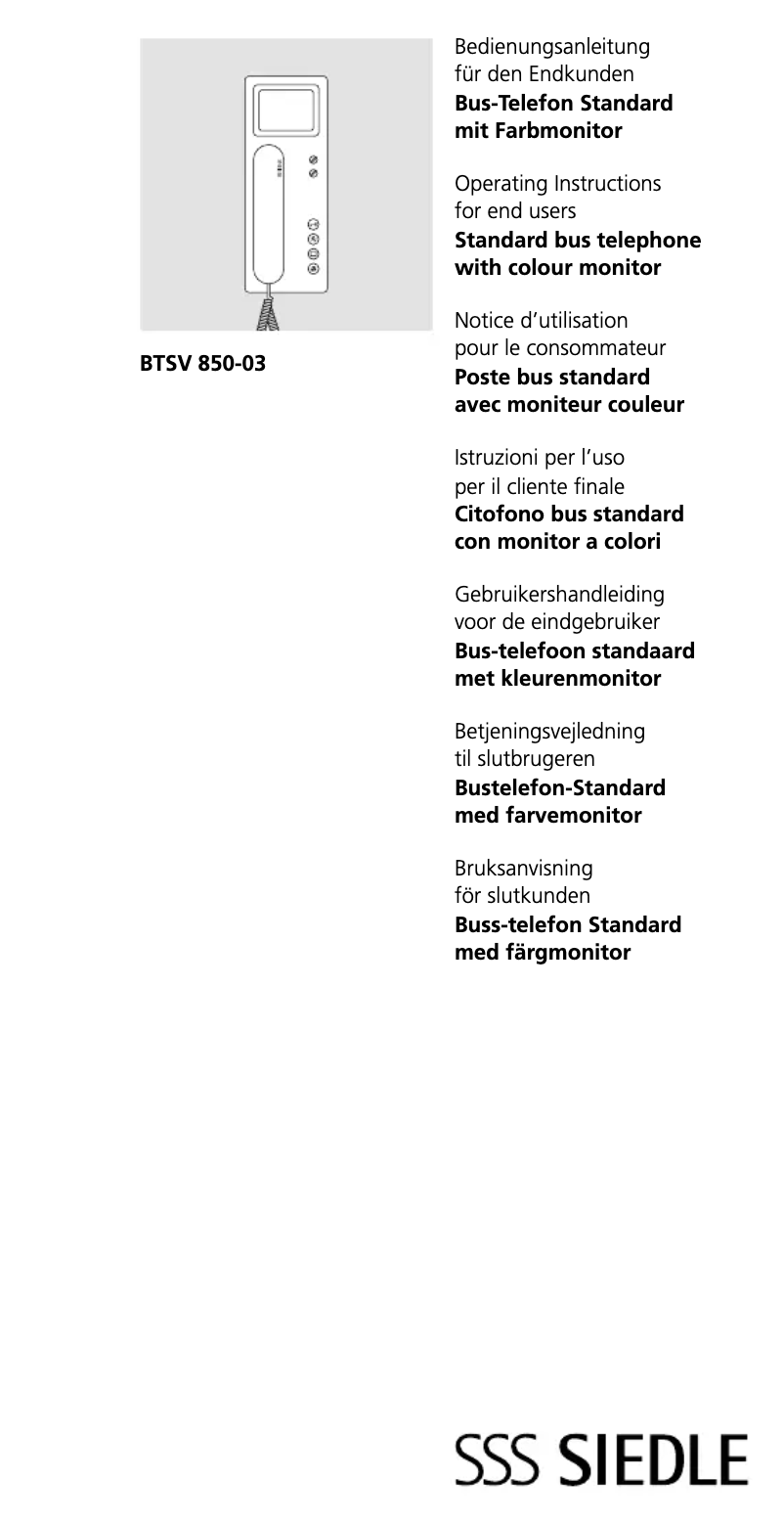 Page n°1 - Manuel utilisateur Siedle BTSV 850-03