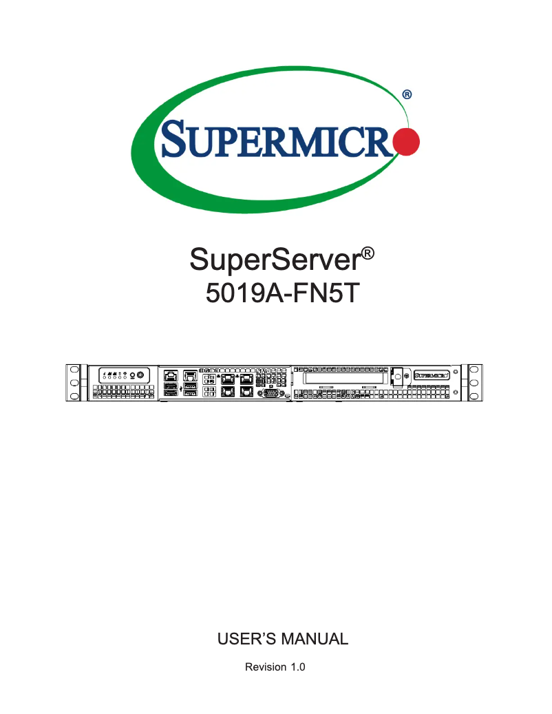 Page 1 de la notice Manuel utilisateur Supermicro SuperServer 5019A-FN5T