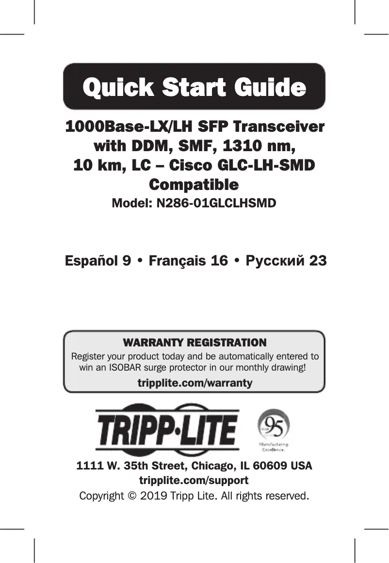 Page n°1 - Manuel utilisateur Tripp Lite N286-01GLCLHSMD