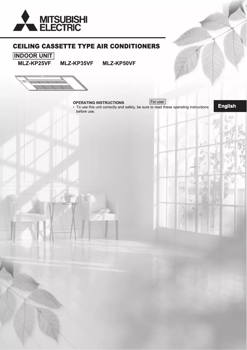 Page 1 de la notice Manuel utilisateur Mitsubishi MLZ-KP50VF