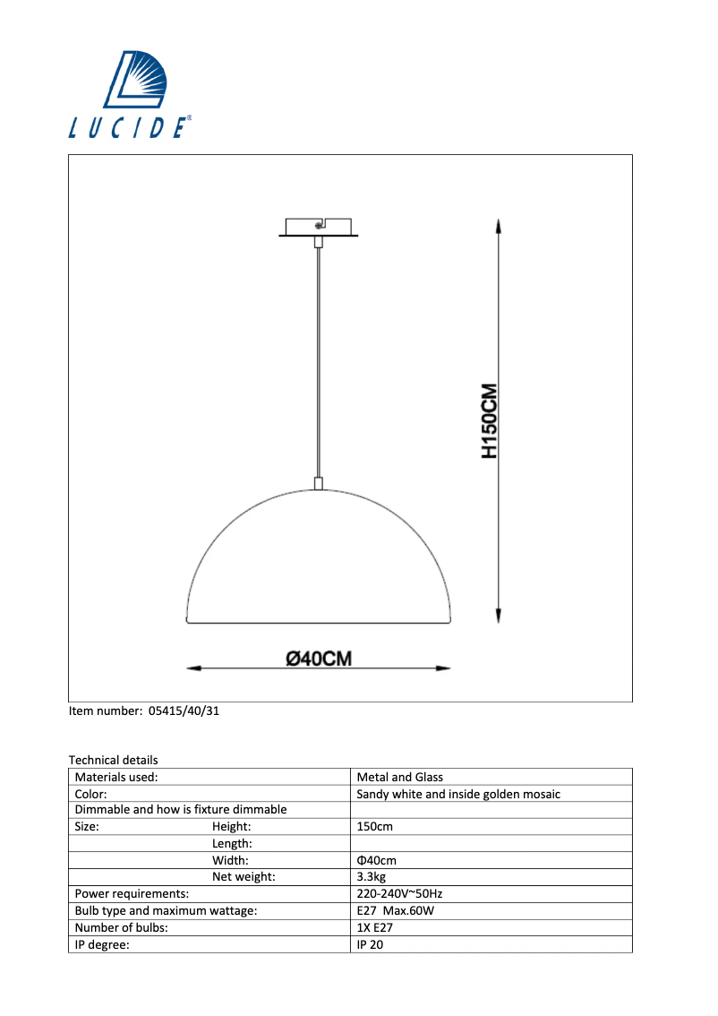 Image de la première page du manuel de l'appareil Elynn 05415/40/31