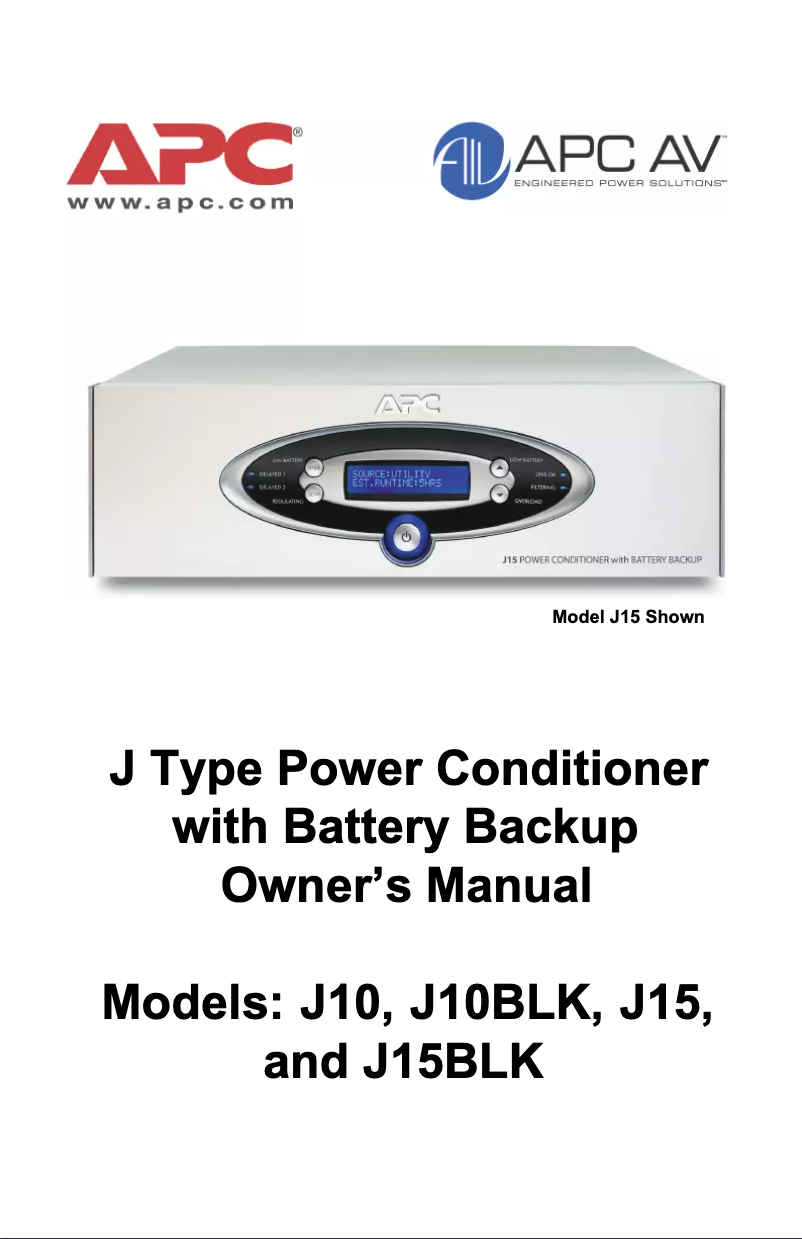 Page 1 de la notice Manuel utilisateur APC J25