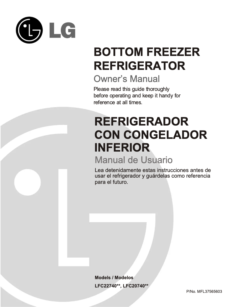 Página 1 del manual Manual de usuario LG LFC20740