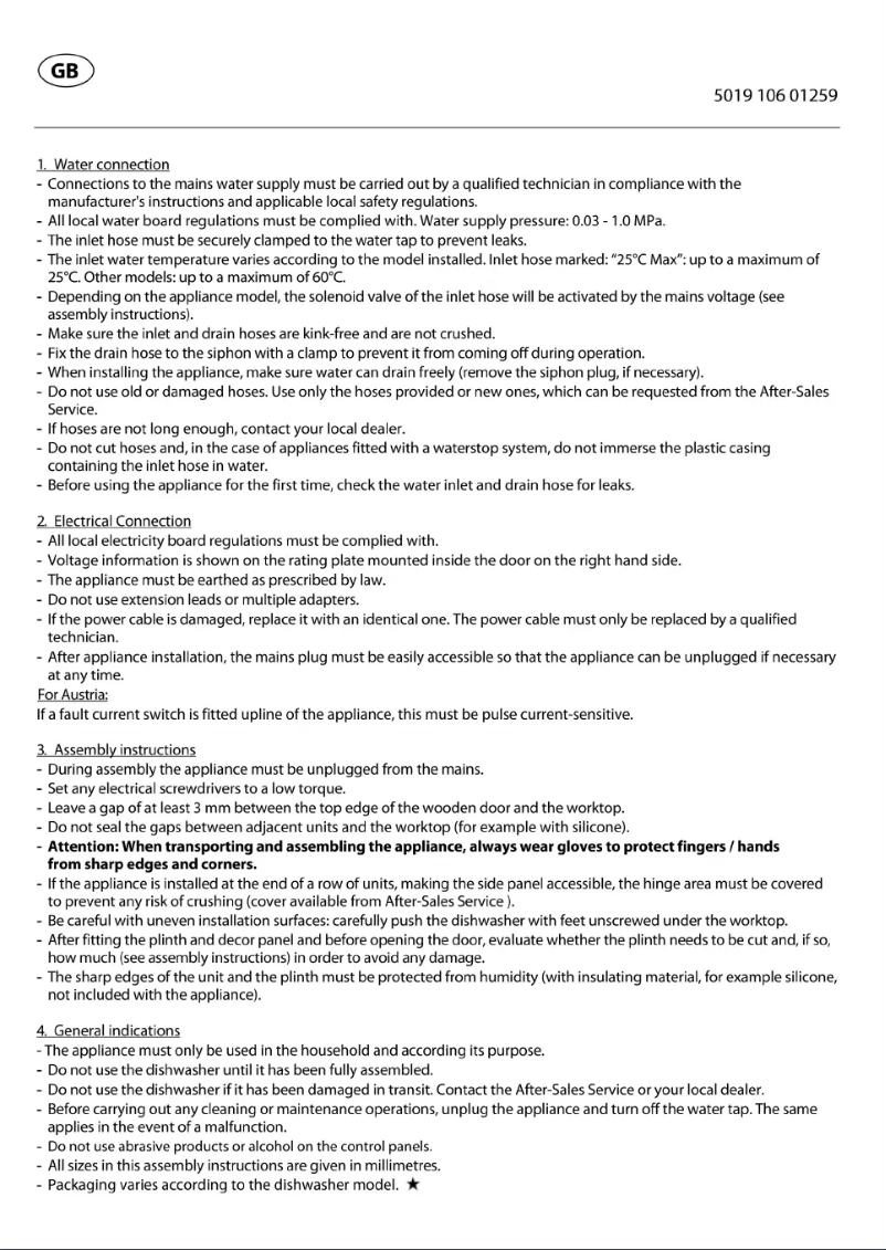 Page 1 de la notice Guide d'installation Whirlpool ADG 7500