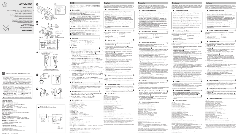 Page n°1 - Manuel utilisateur Audio-Technica AT-VM95C