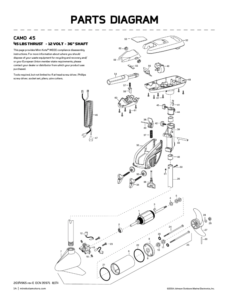 Page 1 de la notice Manuel utilisateur Minn Kota Endura 45 CAMO