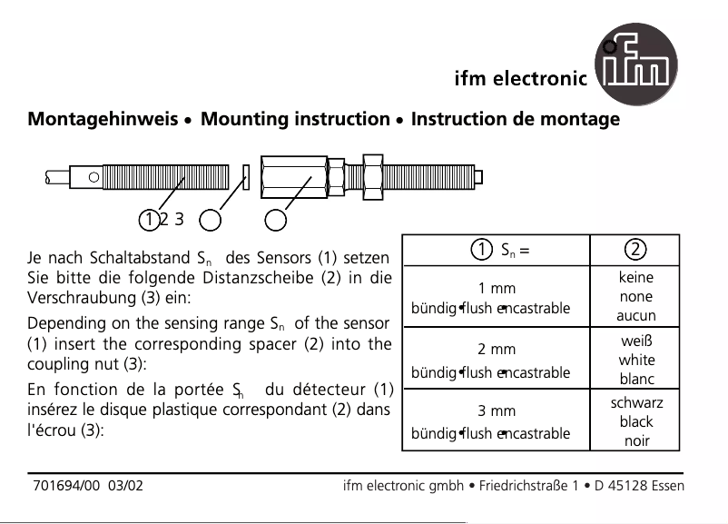 Page 1 de la notice Manuel utilisateur IFM E10154