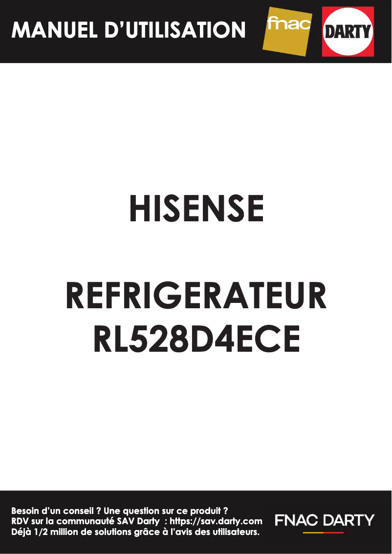 Page 1 de la notice Manuel utilisateur Hisense RL528D4ECE