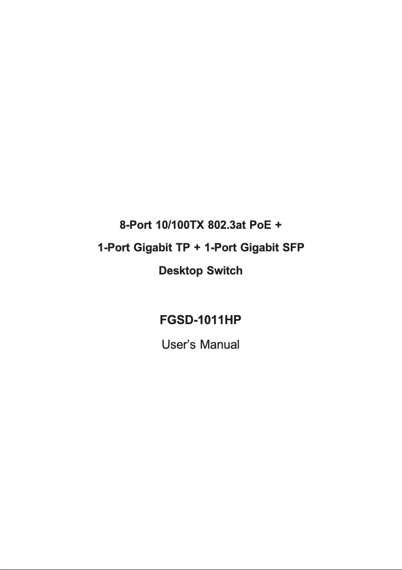 Page n°1 - Manuel utilisateur Planet FGSD-1011HP