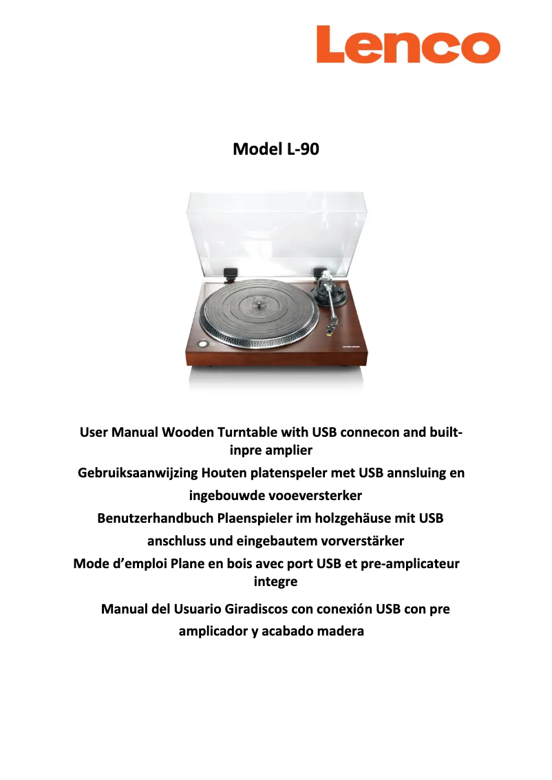 Page n°1 - Manuel utilisateur Lenco L-90