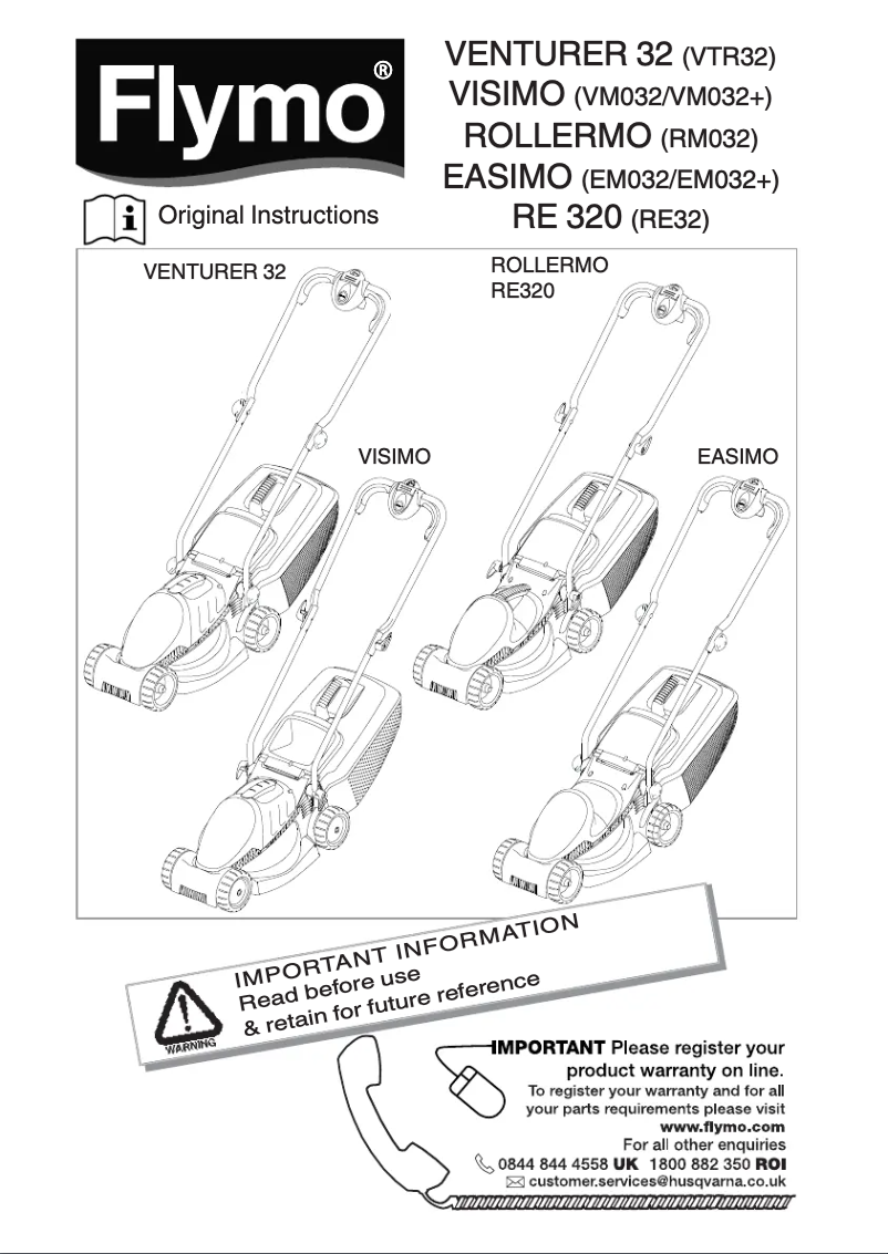 Page 1 de la notice Manuel utilisateur Flymo RE320