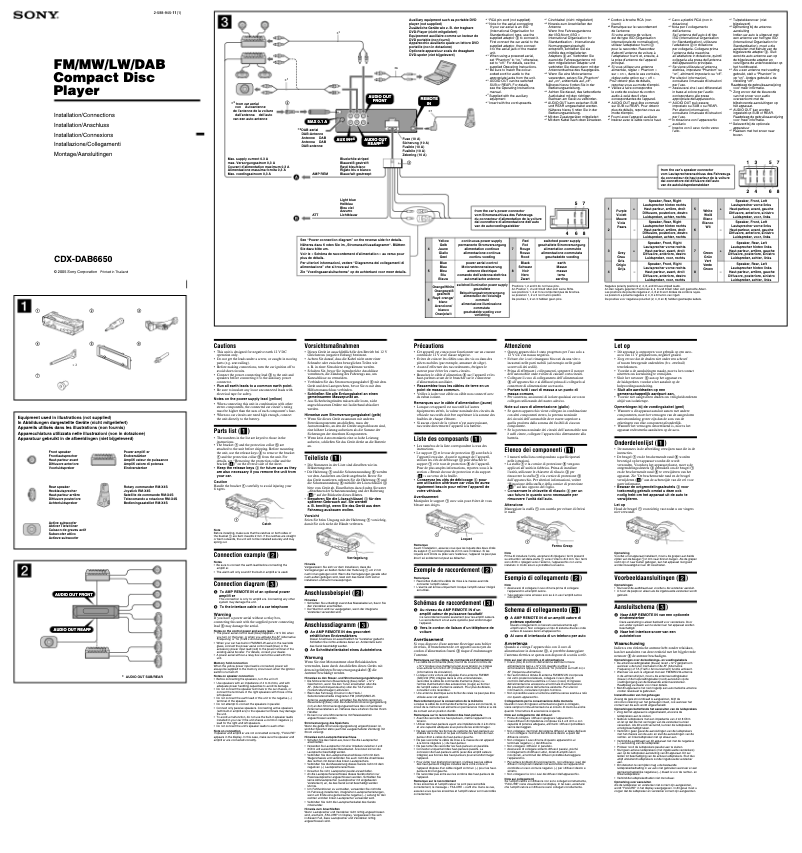Page 1 de la notice Guide d'installation Sony CDX-DAB6650