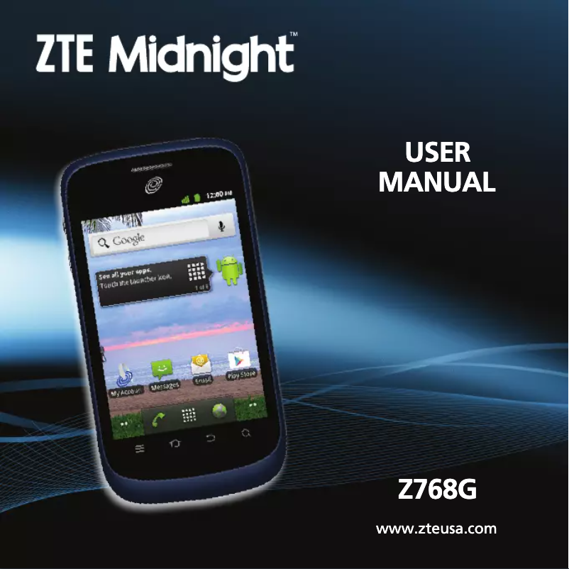 Page 1 de la notice Manuel utilisateur ZTE Z768G Midnight