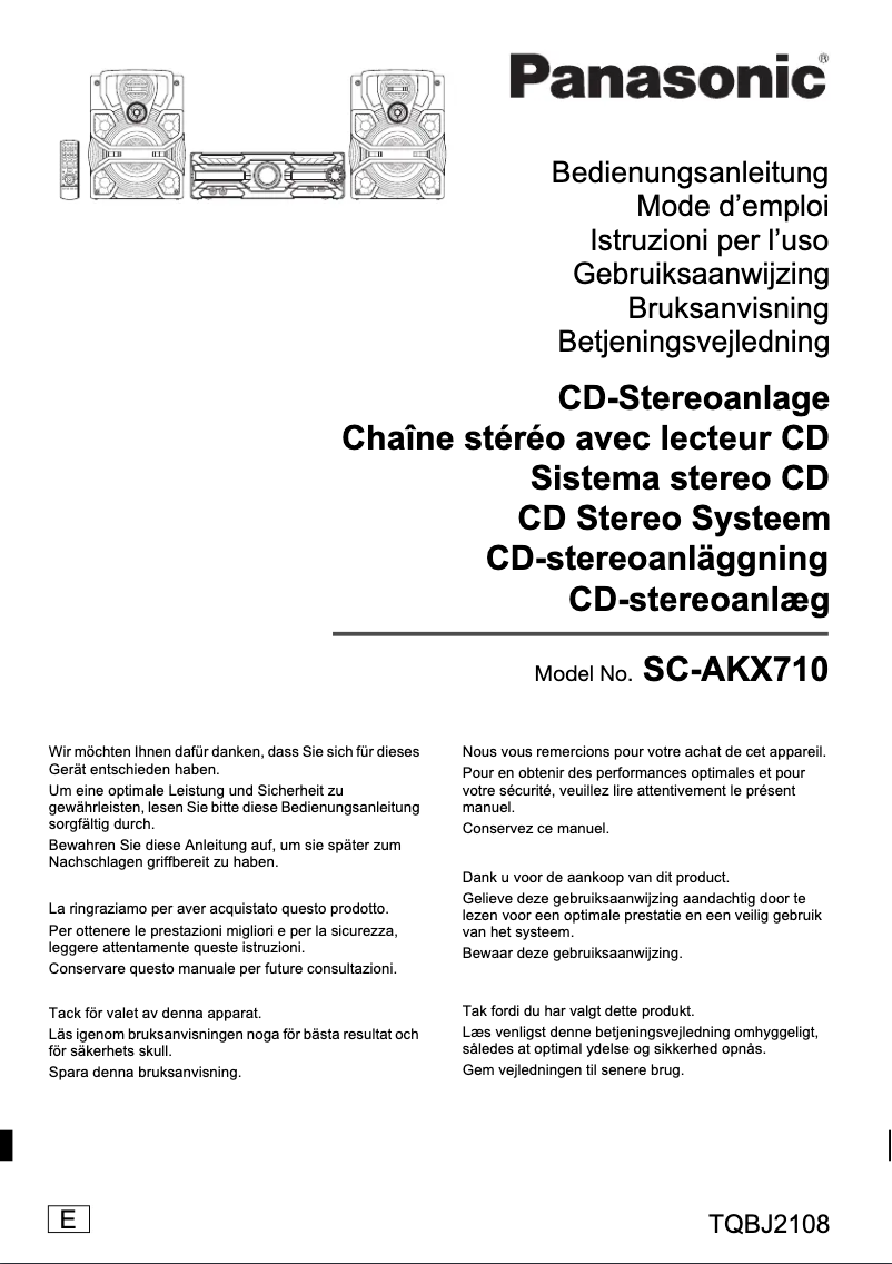 Page 1 de la notice Manuel utilisateur Panasonic SC-AKX710
