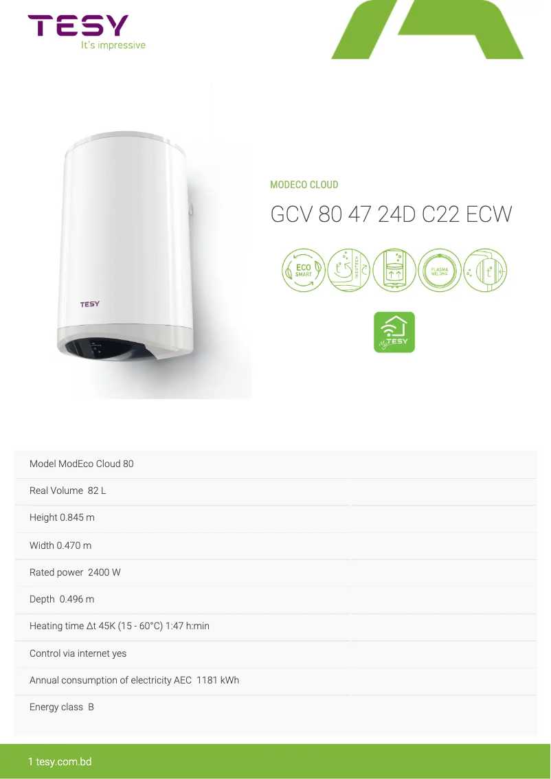 Image de la première page du manuel de l'appareil ModEco Cloud 80