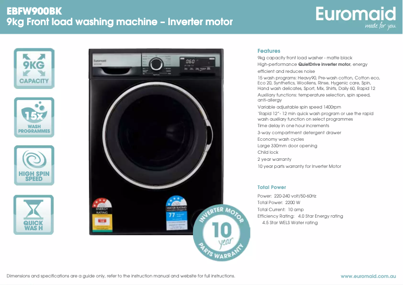 Image de la première page du manuel de l'appareil EBFW900BK