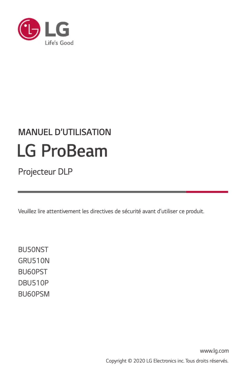 Page n°1 - Manuel utilisateur LG ProBeam BU60PSM