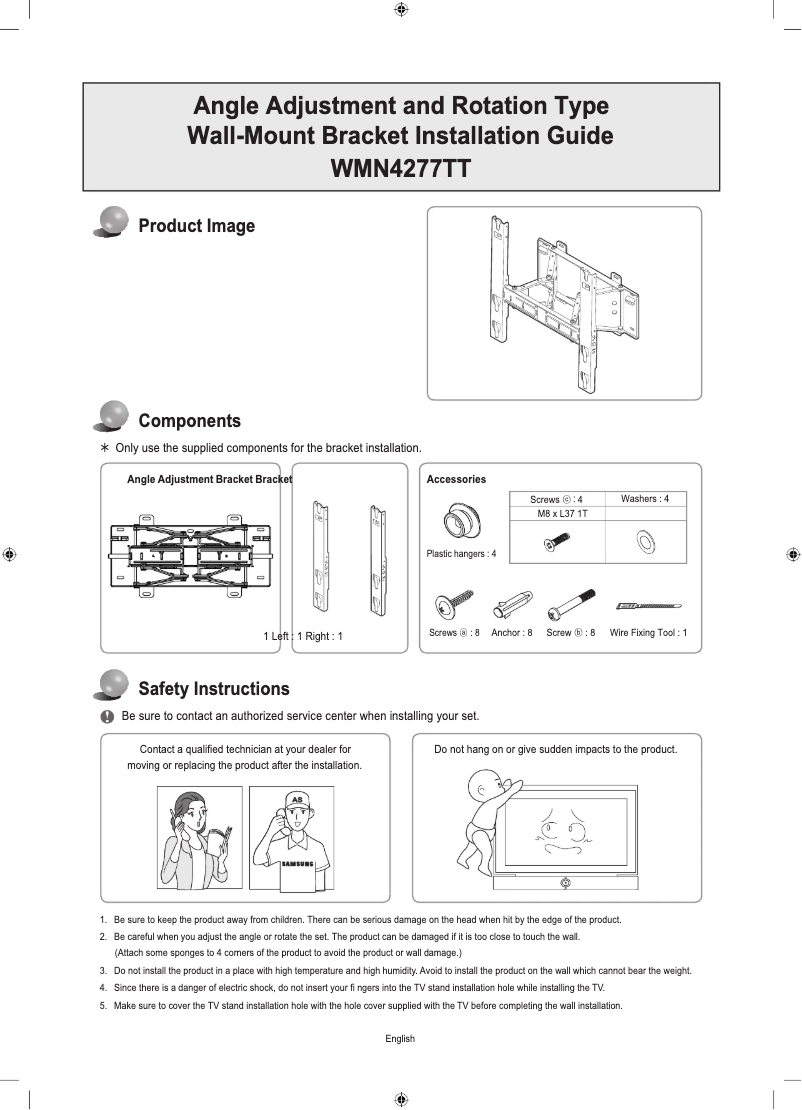 Page 1 de la notice Guide d'installation Samsung WMN4277TT