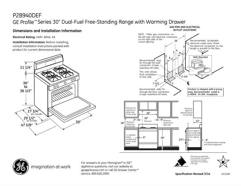 Image de la première page du manuel de l'appareil Profile P2B940DEFWW