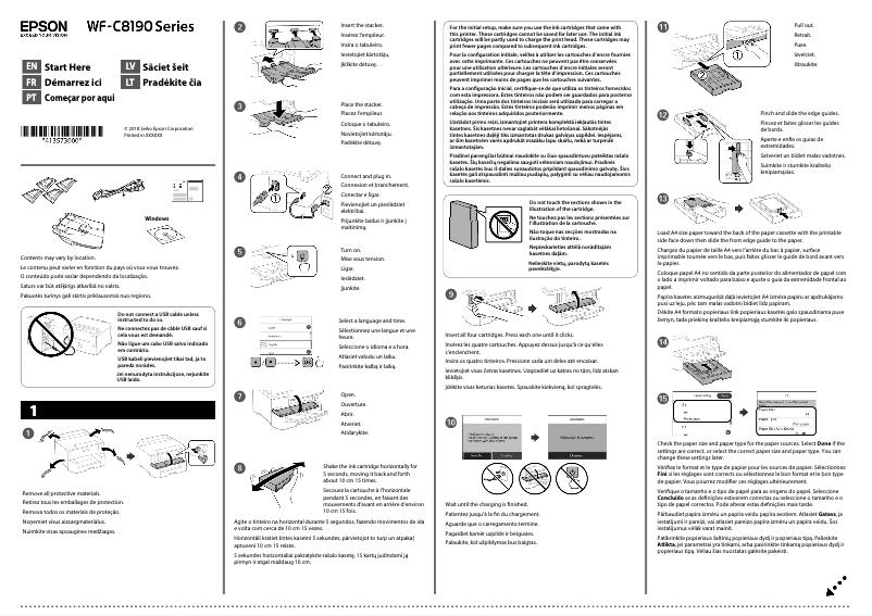 Page 1 de la notice Guide d'installation Epson WorkForce Pro WF-C8190