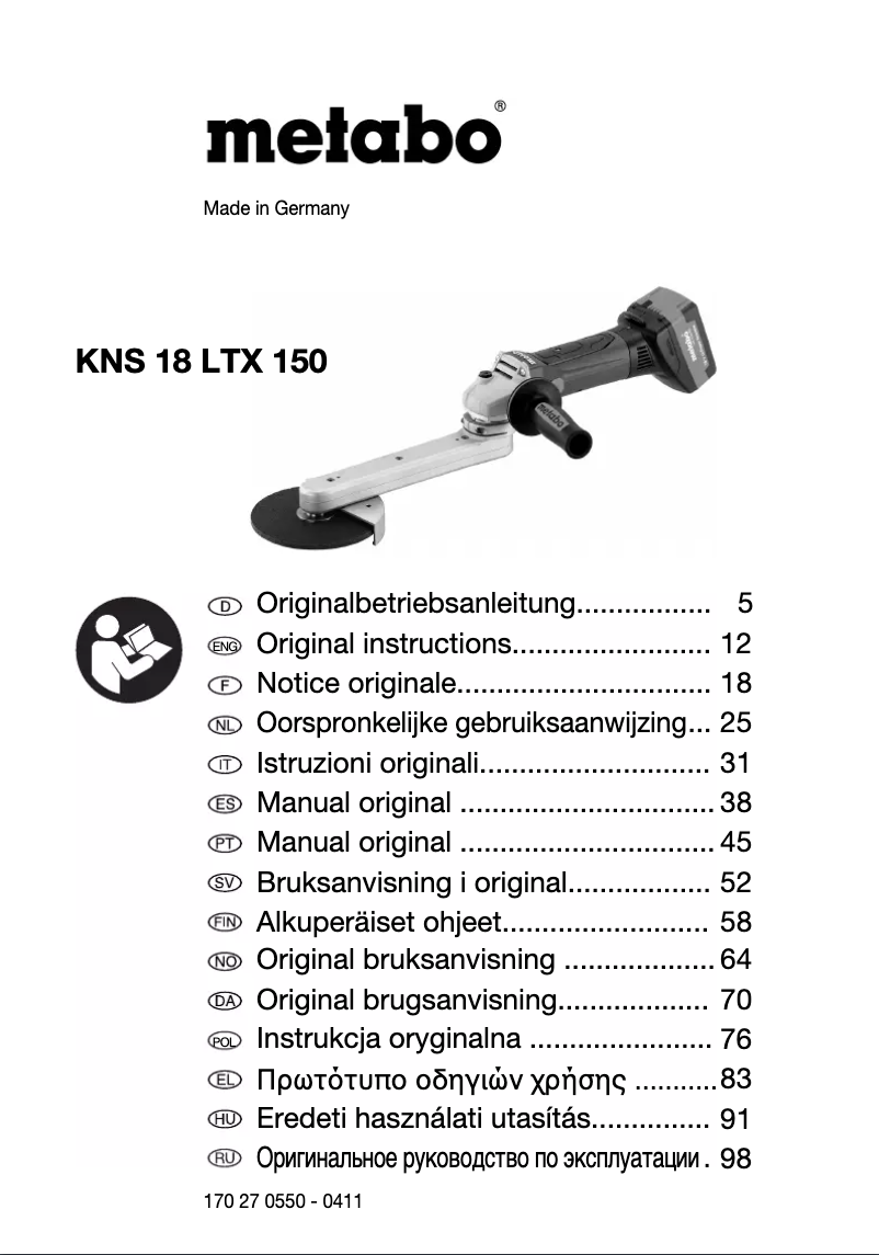Image de la première page du manuel de l'appareil KNS 18 LTX 150