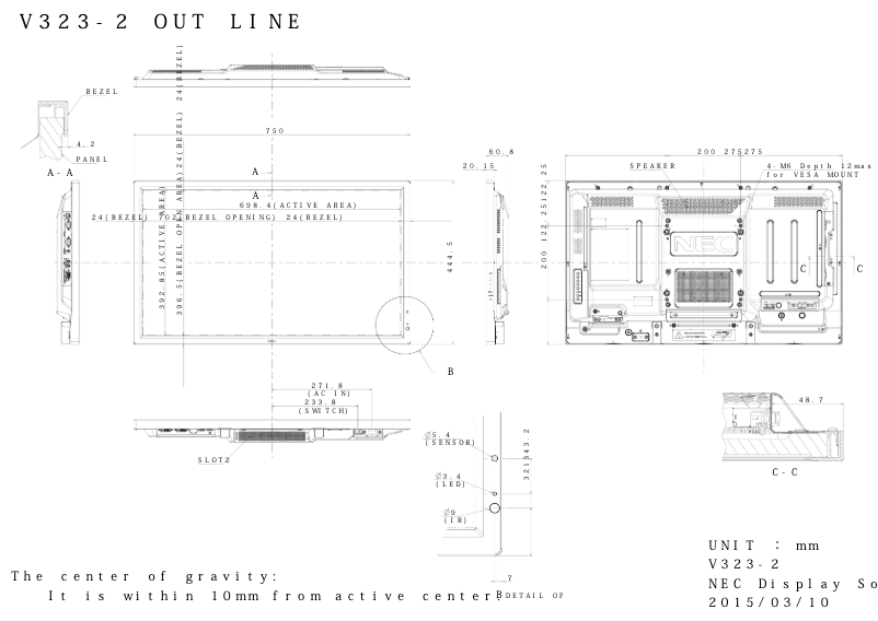 Imagen de la primera página del manual del dispositivo MultiSync V3232