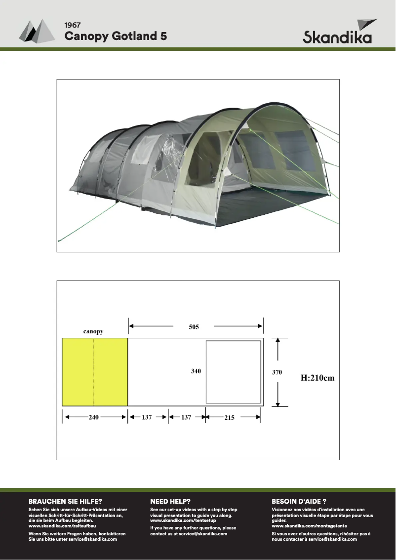 Page n°1 - Manuel utilisateur Skandika Canopy Gotland 5