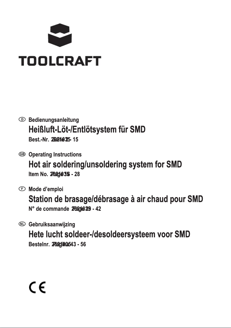 Page 1 de la notice Manuel utilisateur Toolcraft ZD-8908