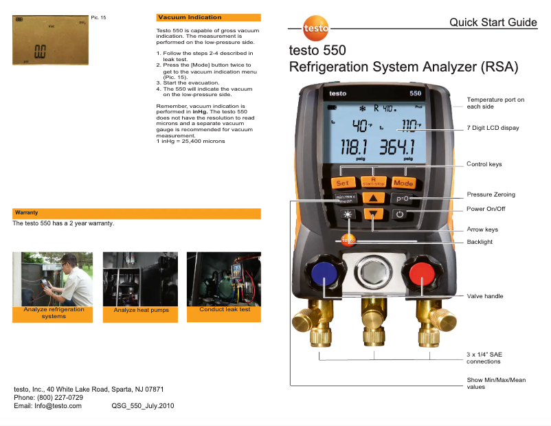 Page n°1 - Guide de démarrage rapide Testo 905-T1