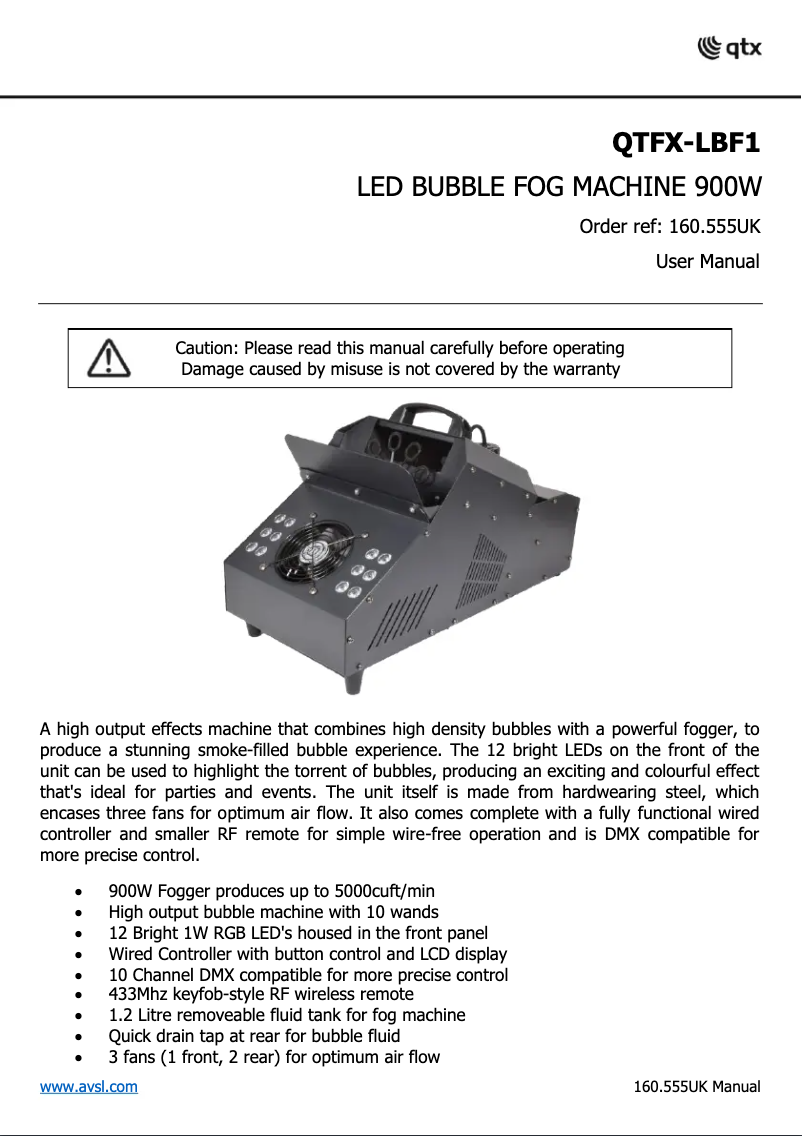 Page 1 de la notice Manuel utilisateur Qtx QTFX-LBF1