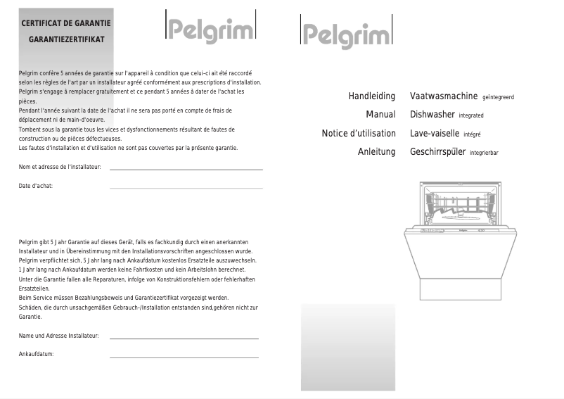 Page 1 de la notice Manuel utilisateur Pelgrim GVW835