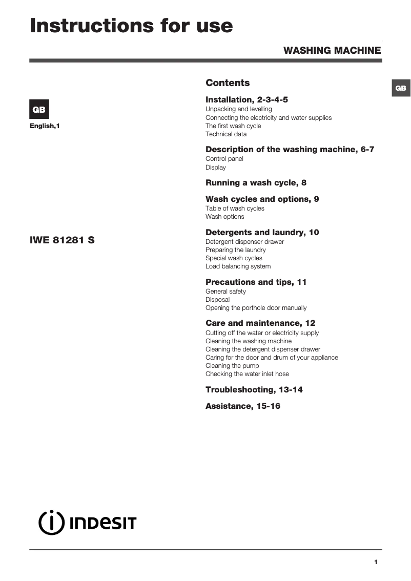 Image de la première page du manuel de l'appareil IWE 81281 S (UK)