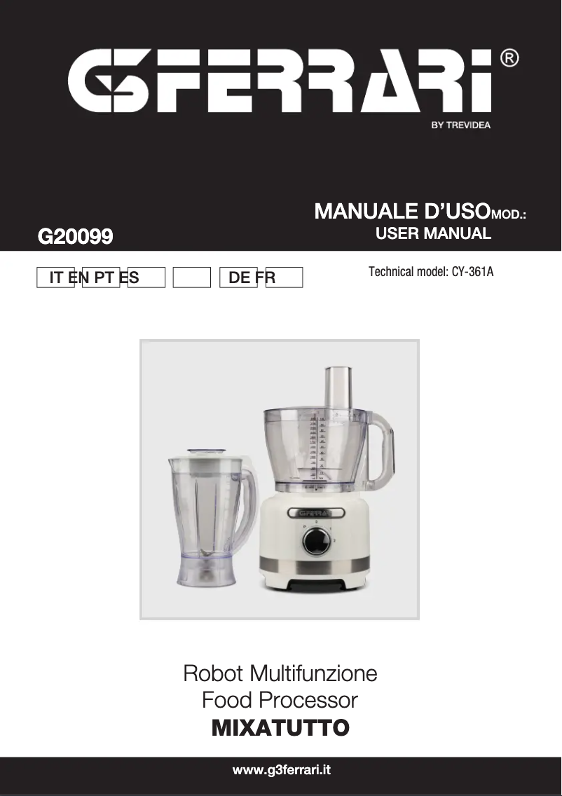 Image de la première page du manuel de l'appareil Mixatutto G20099