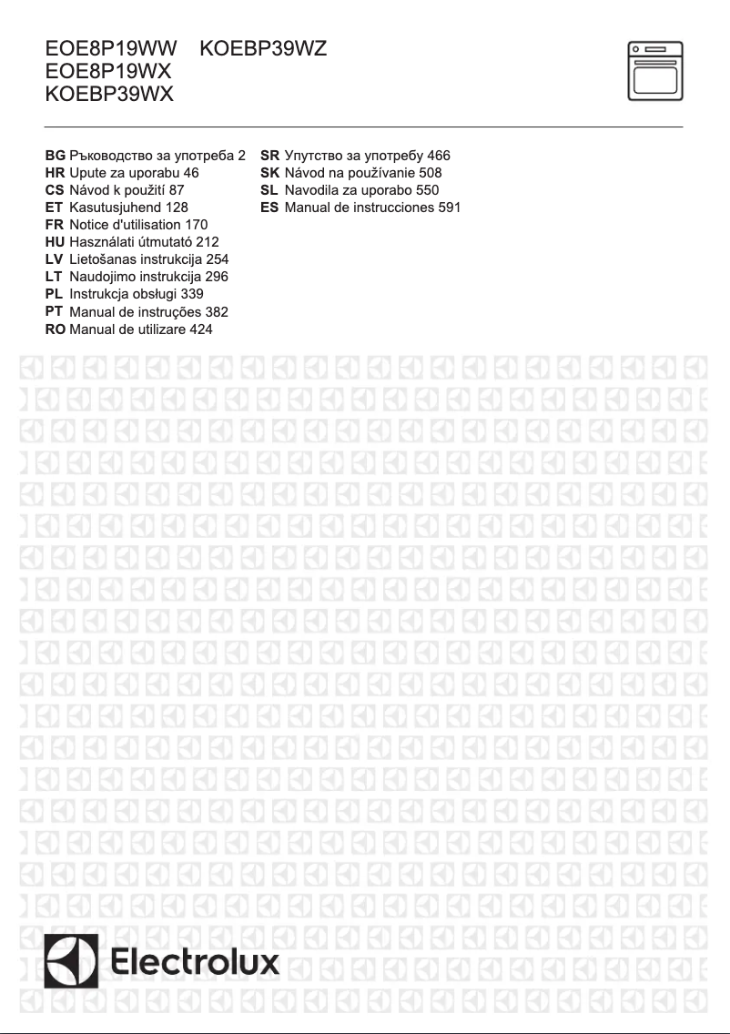 Page 1 de la notice Manuel utilisateur Electrolux EOE8P19WX